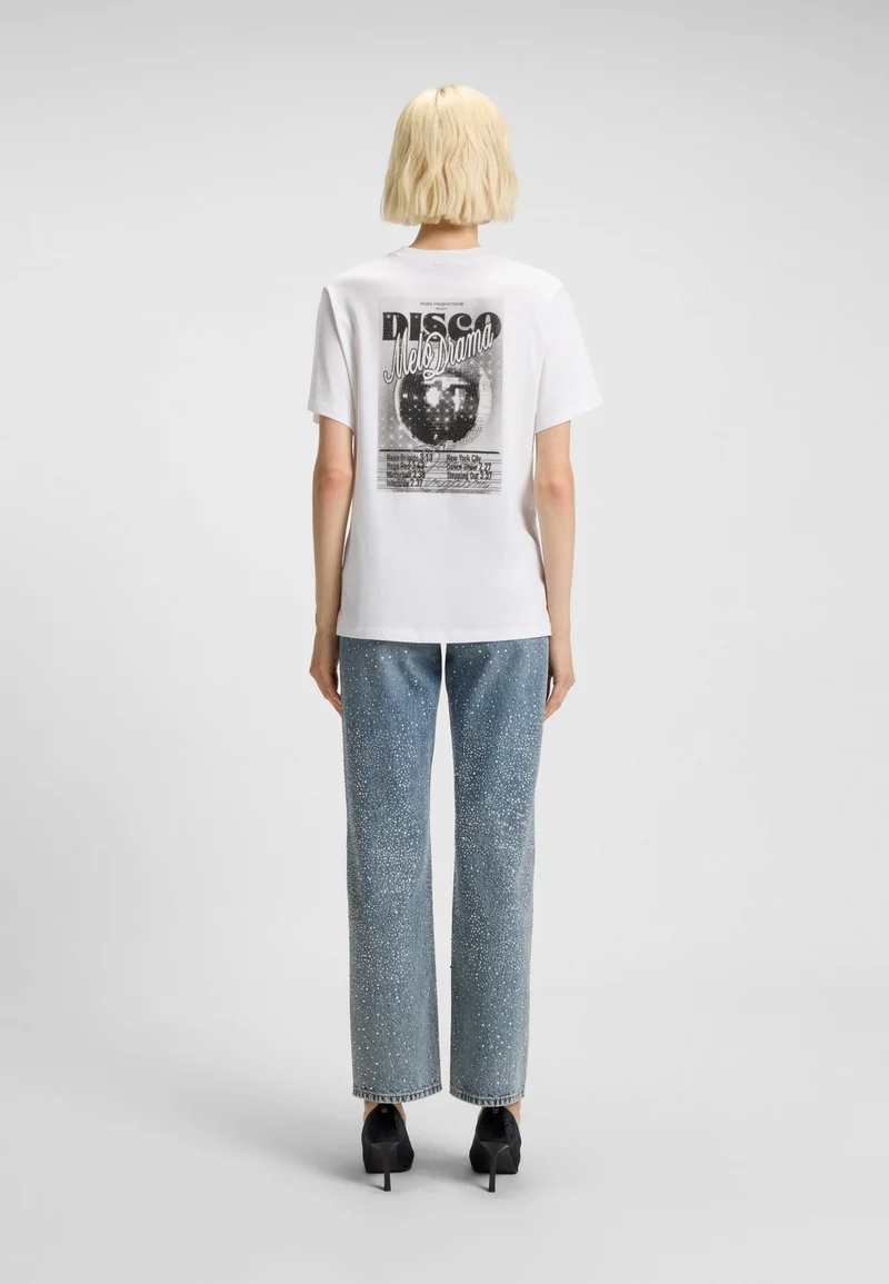 HUGO Cotton-jersey T-shirt with rhinestone artwork